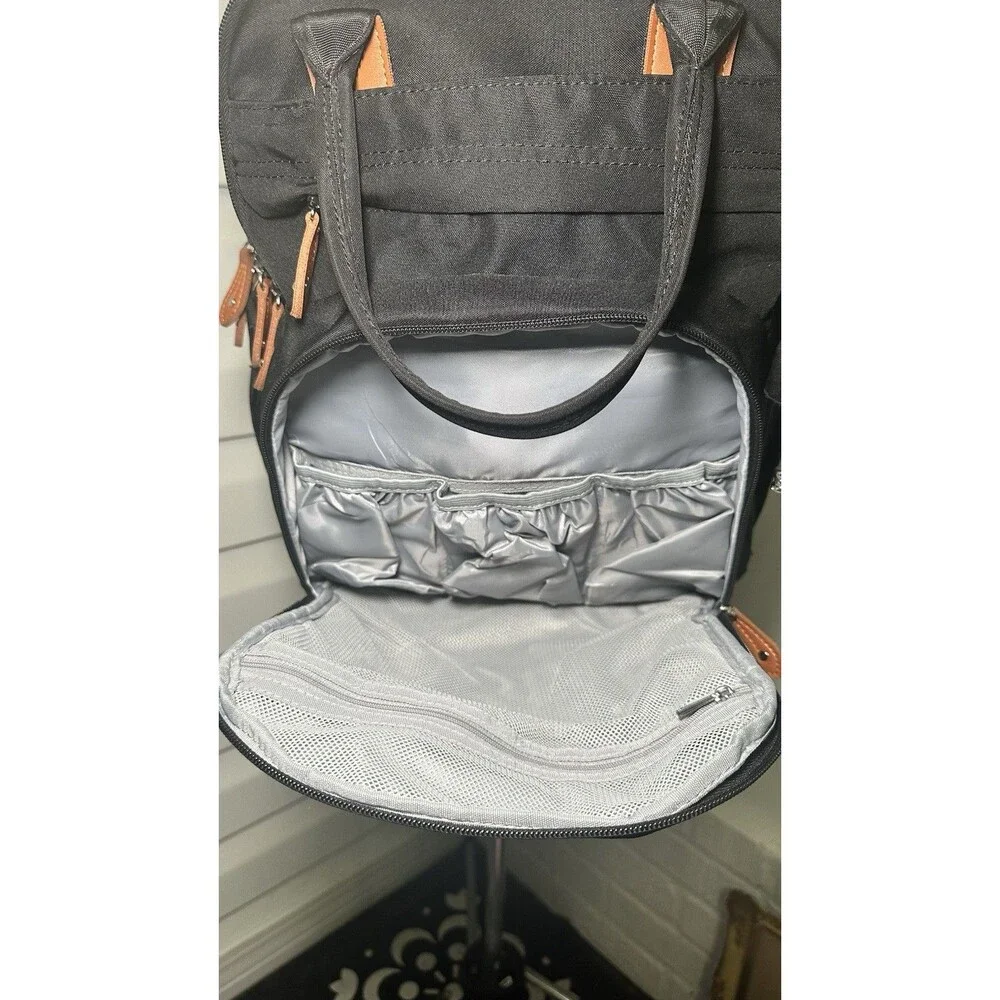 BabbleRoo Black Waterproof Large Capacity Diaper Bag Backpack EUC Used Once